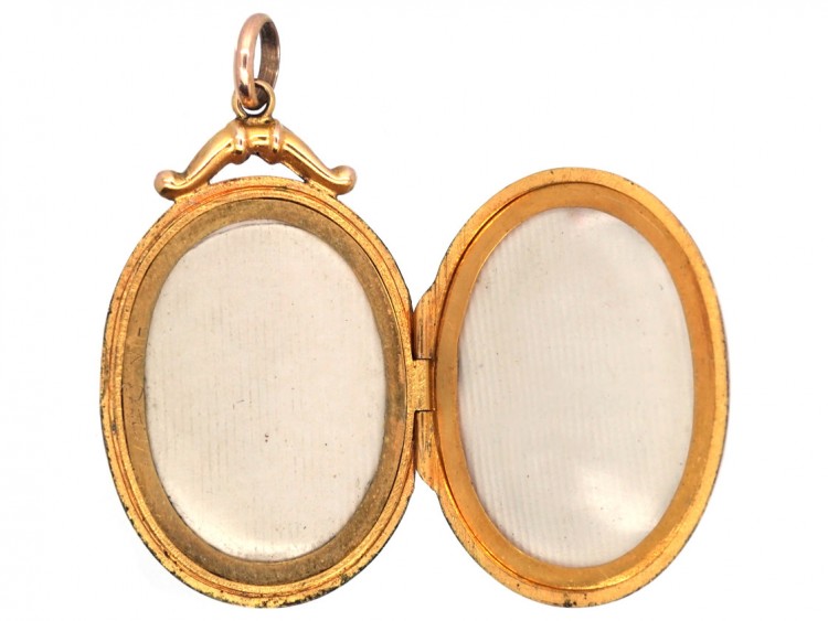 Edwardian Oval 9ct Back & Front Locket with Paste & Pearl Detail