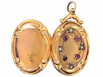 Edwardian Oval 9ct Back & Front Locket with Paste & Pearl Detail
