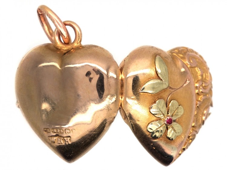 Edwardian 15ct Two Colour Gold Heart Locket