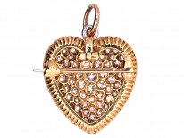 Edwardian 18ct Gold, Platinum & Diamond Heart Pendant / Brooch