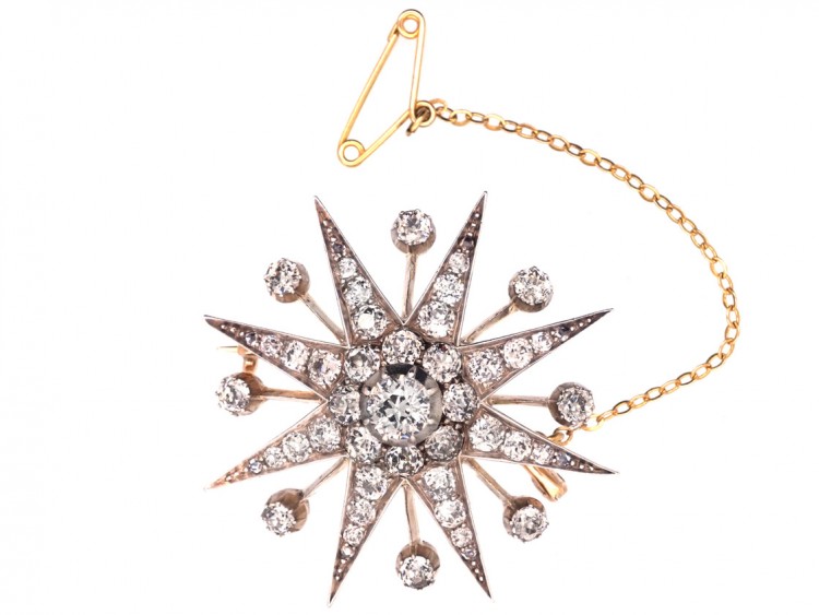 Victorian Diamond Set Star Brooch / Pendant