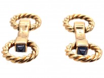 Cartier 18ct Gold & Sapphire Stirrup Cufflinks