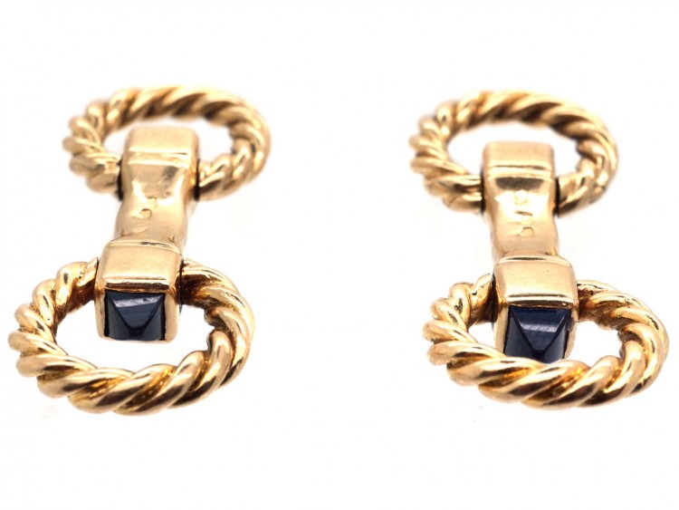 Cartier 18ct Gold & Sapphire Stirrup Cufflinks