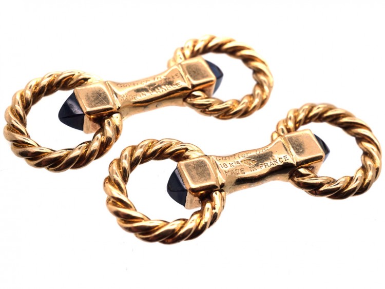 Cartier 18ct Gold & Sapphire Stirrup Cufflinks