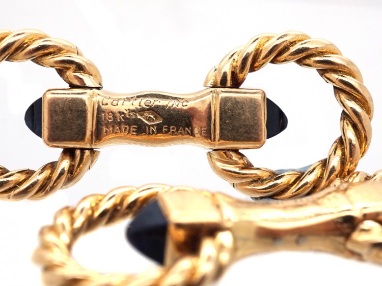 Cartier 18ct Gold & Sapphire Stirrup Cufflinks