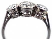 Art Deco Platinum Three Stone Diamond Ring