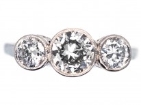 Art Deco Platinum Three Stone Diamond Ring