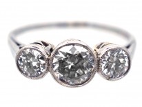Art Deco Platinum Three Stone Diamond Ring