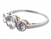 Art Deco Platinum Three Stone Diamond Ring