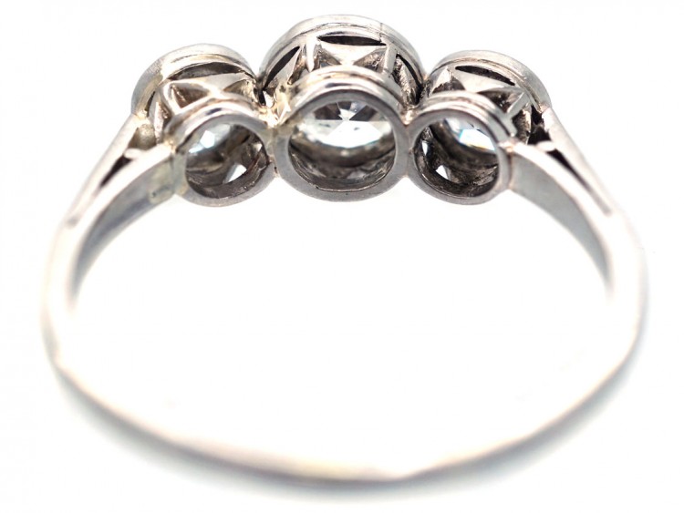 Art Deco Platinum Three Stone Diamond Ring