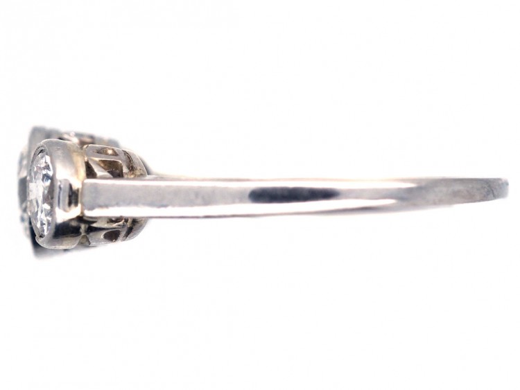 Art Deco Platinum Three Stone Diamond Ring
