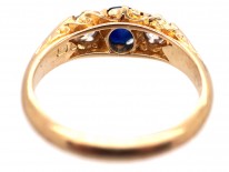 Edwardian 18ct Gold Three Stone Sapphire & Diamond Ring