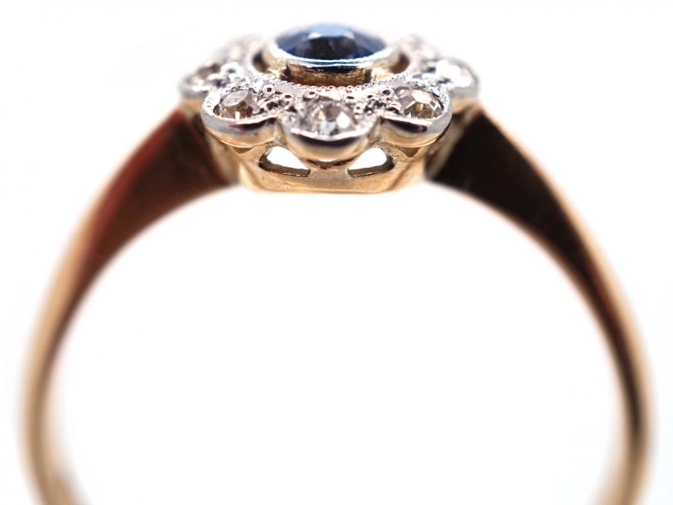 Edwardian 18ct Gold, Sapphire & Diamond Daisy Ring