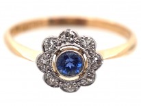 Edwardian 18ct Gold, Sapphire & Diamond Daisy Ring
