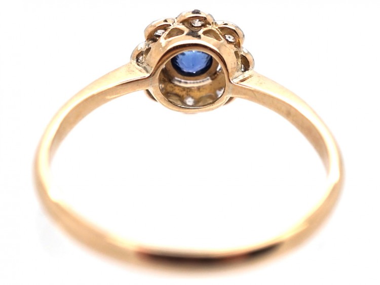 Edwardian 18ct Gold, Sapphire & Diamond Daisy Ring