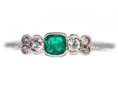Edwardian Platinum, Emerald & Diamond Ring
