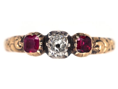 Georgian 18ct Gold Ruby & Diamond Ring