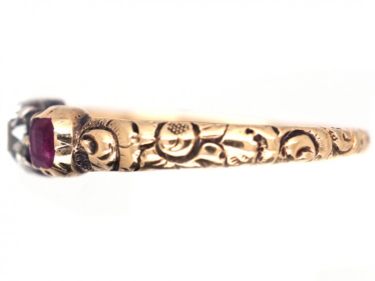 Georgian 18ct Gold Ruby & Diamond Ring
