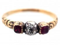 Georgian 18ct Gold Ruby & Diamond Ring
