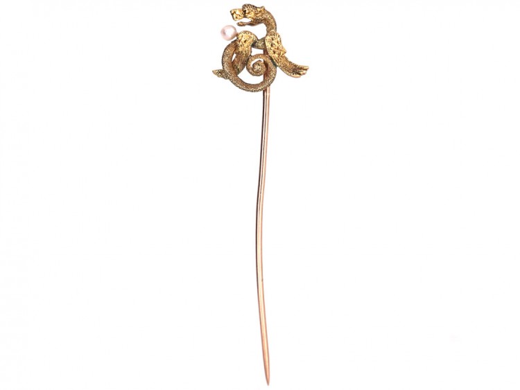 Edwardian 10ct Gold Tie Pin of a Griffin