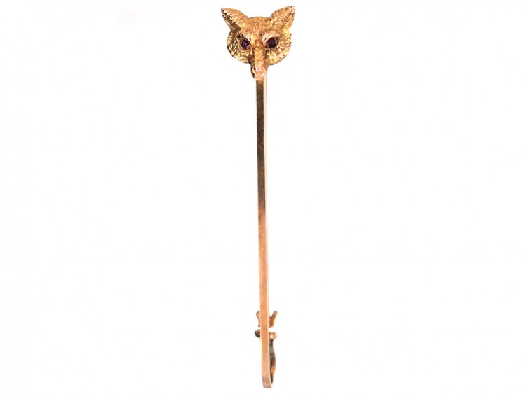 Edwardian 9ct Gold Stock Pin / Brooch of a Fox Head