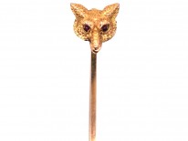 Edwardian 9ct Gold Stock Pin / Brooch of a Fox Head