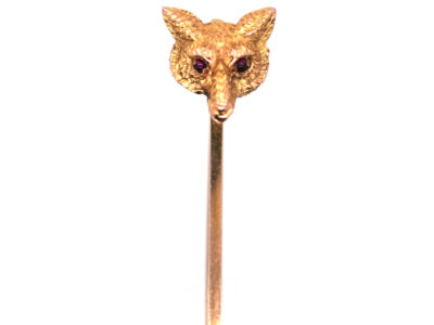 Edwardian 9ct Gold Stock Pin / Brooch of a Fox Head