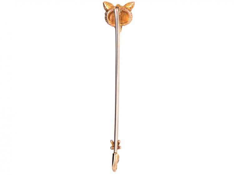 Edwardian 9ct Gold Stock Pin / Brooch of a Fox Head