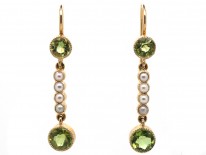 Edwardian Peridot & Natural Split Pearl Drop Earrings