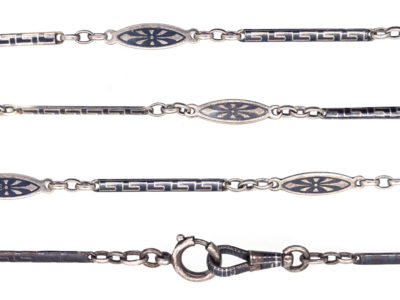 Edwardian Silver & Niello Long Guard Chain