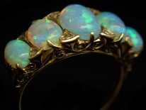 Victorian Five Stone Opal Carved Half Hoop Ring