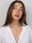 Art Deco Two Stone Aquamarine Drop Pendant on Chain