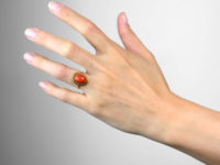 18ct Gold & Cabochon Coral Ring