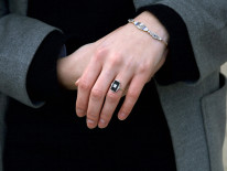 Art Deco 18ct Gold & Platinum, Onyx & Diamond Rectangular Ring