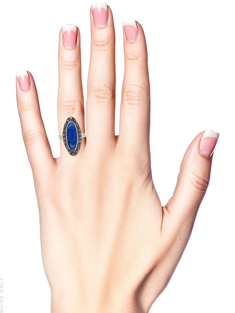 Art Deco Silver, Marcasite & Lapis Lazuli Ring