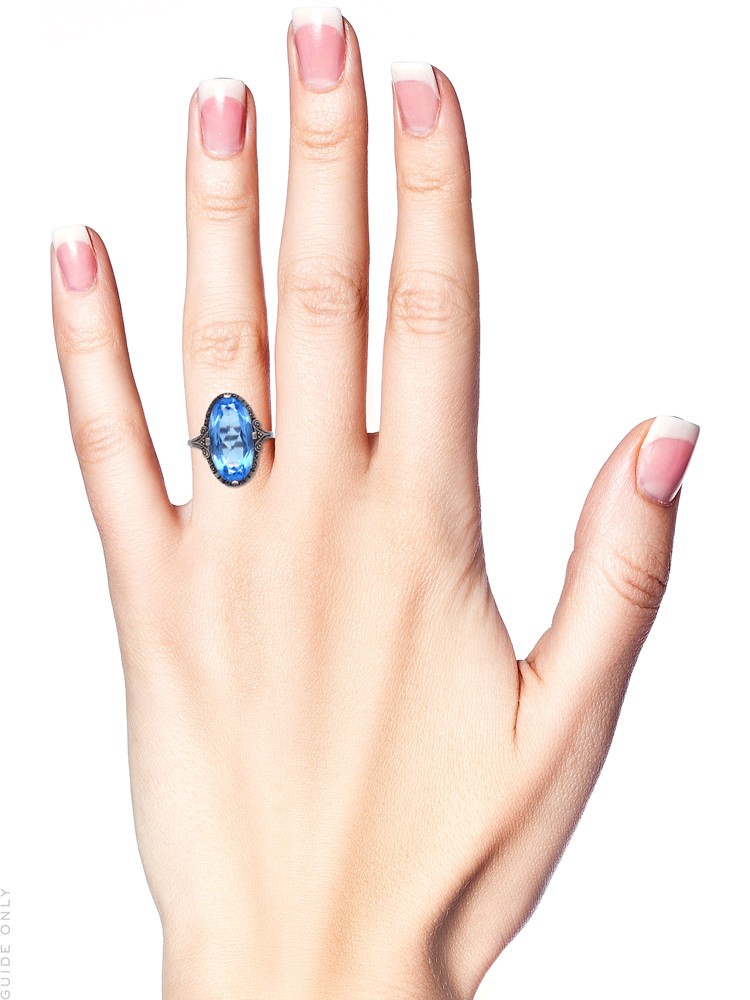 Art Deco Silver & Oval Blue Paste Ring