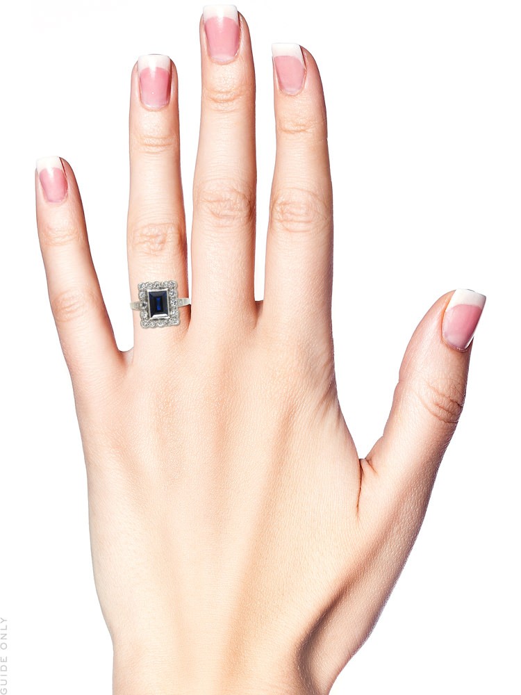 Art Deco Platinum, Sapphire & Diamond Rectangular Ring