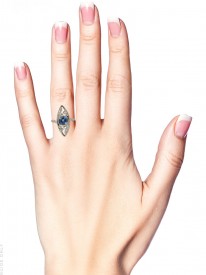 Edwardian Marquise Shaped Sapphire & Diamond Ring