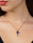 Edwardian Amethyst & Diamond Pear Shaped Pendant with Diamond Drop