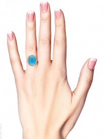 Edwardian Turquoise & Diamond Cluster Ring