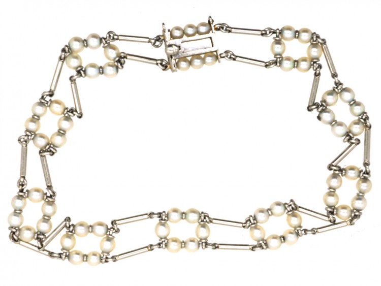 Edwardian Platinum & Natural Pearl Bracelet