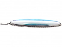 Art Deco Silver & Butterfly Wing Long Oval Pendant