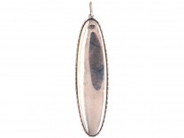 Art Deco Silver & Butterfly Wing Long Oval Pendant