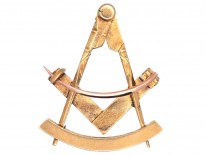 Victorian 15ct Gold & Natural Split Pearl Masonic Brooch in Original Case