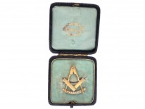 Victorian 15ct Gold & Natural Split Pearl Masonic Brooch in Original Case