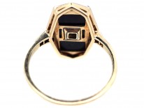 Art Deco 18ct Gold & Platinum, Onyx & Diamond Rectangular Ring