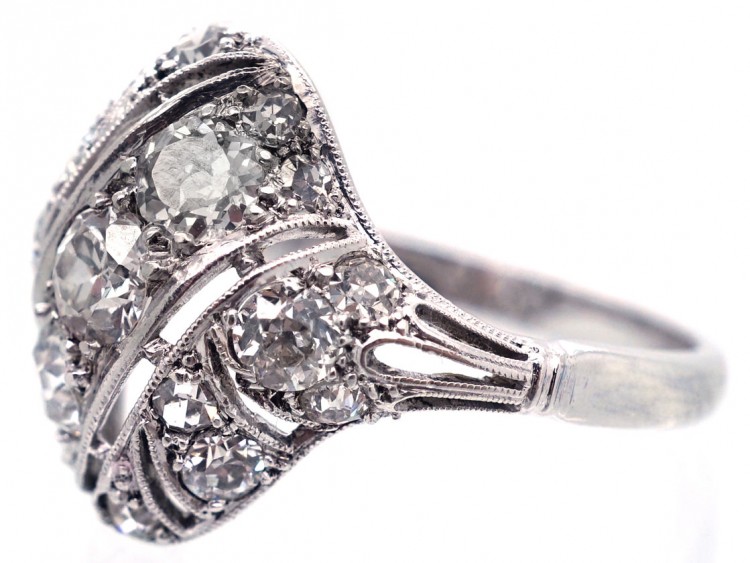 French Art Deco Platinum & Diamond Set Ring