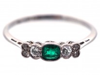 Edwardian Platinum, Emerald & Diamond Ring