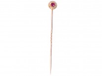 Edwardian Rose Diamond & Ruby Cluster Tie Pin