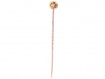 Edwardian Rose Diamond & Ruby Cluster Tie Pin
